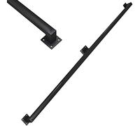 Black Square Stair Railing - 150cm Indoor/Outdoor ils for Safety Support Adjustable 1m to 6m Length Wall-Mounted Staircase Guardrails.