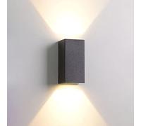 Black Square Wall Mount Light for Outdoor, Die-cast Aluminum Matte Finish Sconce Light - Up and Down Light for Hallway, Front Door, Patio