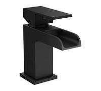 Black Square Waterfall Cloakroom Large Basin Mixer Tap Sink Mono Bathroom &waste