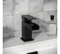 Black Square Waterfall Cloakroom Large Basin Mixer Tap Sink Mono Bathroom &waste