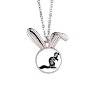 Black Squirrel Animal Outline Natural Rabbit Necklace Pendant Bunny Animal Jewelry Gift