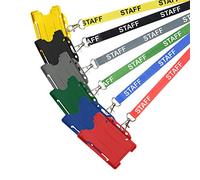 Black Staff Lanyard Neck Strap w/Open Face Card Holder for ID Cards, Name Badges & More! (Pack of 10)