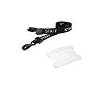 Black Staff Printed Lanyard *Included Free Card Holder* (50)
