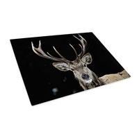 Black Stag Deer Grey White Glass Chopping Board Kitchen Worktop Saver Protector