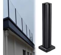 Black Stainless Steel Corner for 10-12mm Tempered Glass Railing, 125cm Balustrade Support for Patio/Terrace, Central/End/Corner Column