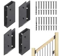 Black Stainless Steel Deck Railing Bracket For 40 Degree Stair Angle Compatible With 1.5x3.5 Inch Wood Post For Outdoor Porch And Balcony Safety For System 2 Pack(4pc)