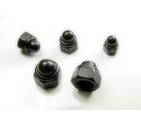 Black Stainless Steel Dome Nyloc Nuts M8 Pack of 100 from Carbolts Ltd