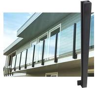 Black Stainless Steel Glass Balustrade Posts - 75cm Square Side Mount Clamp Railing System Kit for Deck & Garden& Stylish Safety Solution