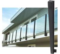 Black Stainless Steel Glass Balustrade Posts -Side Mount Square Clamp Railing Kit for Deck & Garden - Complete Left End Post System for Modern Outdoor Safety