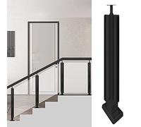 Black Stainless Steel & Glass Railing Kit - Adjustable 25-57" Height 304 Metal Balustrade Modern Black Corner Post for Safety & Contemporary Home Décor