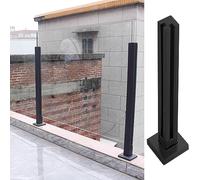 Black Stainless Steel Glass Railing Post Durable Baluster for Balcony Stair Landing Pool and Terrace Tempered Glass Design Corner Position (Set Included)