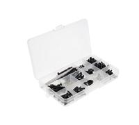 Black Stainless Steel Guitar Screw Kit with Tweezers and Box | Nine Assorted Sizes, Two Strap Button Types, Springs Included, for Workbench Repairs and On-the-go Fixes