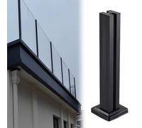 Black Stainless Steel Railing for Terrace/Patio, 105cm Support Column for 10-12mm Tempered Glass Balustrade, Corner & Mid Options Available