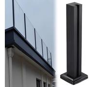 Black Stainless Steel Railing for Terrace/Patio - 75cm Square Support for 10-12mm Tempered Glass Railing, Central/Corner/End Fence Column, Sl inish