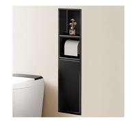 Black Stainless Steel Recessed Shower Niche with Double Shelves & Trash Can, 80x18x12.5cm - Stylish Bathroom Storage Organizer for Efficient Space Saving & Modern Design