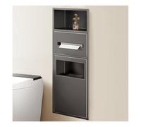 Black Stainless Steel Recessed Shower Niche with Double Shelves & Trash Can - Bathroom Storage Organizer, Grey, 70x28x13.5cm - Durable, Stylish, Space-Saving Solution