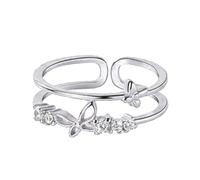 Black Stainless Steel Ring Women's An Meine Tochter Butterfly Ring Butterfly Rhinestone Ring Minimalist Anxiety Ring Gift For Her First Day At School Gift, one size, Metal, No Gemstone