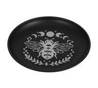 Black Stainless Steel round Metal Candle Holder Altar Tray | Decorative Tray for Candles, Holds Melted Wax, Altar Setup, Tarot Accessories, Polished Surface