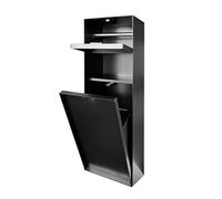 Black Stainless Steel Storage Rack with Waterproof Trash Can & Toilet Brush Holder - Ultimate Bathroom nizer for Stylish Restrooms & Efficient Space Saving