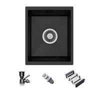 Black Stainless Steel Undermount Kitchen Sink 38x30 cmSingle Bowl with Drainer & Drying RackIdeal for Small Kitchens Bars & Utili Rooms&