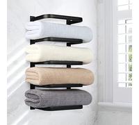 Black Stainless Steel Wall Mounted Towel Racks for Bath/RV - Holds Rolled and Folded Towels