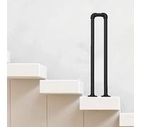 Black Stair Handrail, U Shape Wrought Iron Pipe Staircase Railing, 1.1ft-3.3ft Metal Railing Non-Slip Grab Bar, Decking Railing for Indoor Outdoor Garage Porch Garden Steps(70CM/2.2FT)