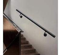 Black Stair il Kit - 1m to 5m Adjustable Non-Slip Safety Grab Bar for Indoor & Outdoor Stairs - Modern Banister for Secure Support on Steps (20ft/600cm)