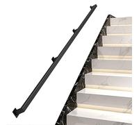 Black Stair il Wrought Iron Railing Wall-Mounted Support Bar Indoor & Outdoor Staircase Kit 400cm Length and Stylish Safety Solution.
