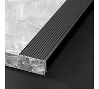 Black Stair Nosing Edge Trim - Extra Wide 4" x 2.7" Metal Protector Pads Non-Slip L-Molding for Stairs Safe for Kids & Elders Ideal for Home & Restaurant Use