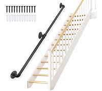 Black Stair Railing 1M 2M 3M 4M 5M 6M Stair Railing Handrail,Handrail for Stairs Indoor Outdoor Steps, Bathroom Corridor Stair Railing, Anti-Slip Support Bar/12Ft/3600Mm