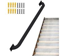 Black Stair Railing for Indoor/Outdoor Steps - Metal Iron Hand Rail Wall Support 1m to 3.6m Sizes Safety 17ft (510cm) Length Ideal for Stairs Support