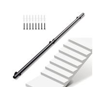 Black Stair Railing il 1-6M, Indoor & Outdoor Staircase Guardrails, Durable Round Pipe Rails for Elderly, Children, Pregnant Women & Disabled (L 390cm/12.8ft)