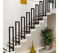Black Stair Railing Indoor Black,U-Shaped Handrails Guardrail Metal Wrought Iron Transitional Handrail Fits 1 Steps,Floor Mount Hand Railings for Loft, Porch, Outdoor(90cm/35in)