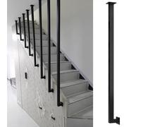 Black Stair Railing Support Set Square Metal il for Indoor/Outdoor Non-Slip Grip Railing for Garden Loft Villa (140cm) - Durable & Stylish Safety Solution