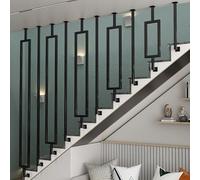 Black Stair Railing Transition il L-Shaped Wrought Iron Baluster Post Non-Slip Safety il for Indoor Hallways Villas and Lofts - & Stylish