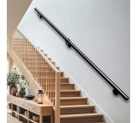 Black Stair Railings Kit30cm to 600cm Adjustable Metal Wrought Iron Handrails for Indoor/Outdoor Steps Durable Industrial Stair Safety Solution (19ft/570cm)