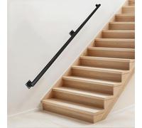 Black Staircase Handrail 1m 150cm 180cm 2m 250cm 3m 3.5m 4m Wrought Iron Stairs Banister Railing for Indoor Outdoor Steps，Wall Mount Safety Grab Bar Rails(20ft/600cm)