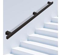 Black Staircase Handrail - Complete Kit，Industrial Galvanized Iron Pipe Stair Railing Hand Rail Support Rod Wall Mounted Stairway Banister Rails for Indoor Outdoor Steps(3ft/90cm)