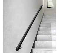 Black Staircase Handrail Industrial Banister Rails, Stair Railings Wall Mount Support Rod - 60cm 100cm 120cm 150cm 180cm 200cm Wrought Iron Round Pipe(16.4ft/500cm)