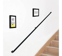 Black Staircase il - 30cm to 600cm Adjustable Square Pipe Railing for Indoor/Outdoor Steps Wall-Mounted Support Rod 9ft (270cm) Grab Rail for Safe Climbing