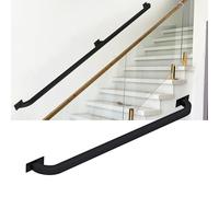 Black Staircase il Kit, 11.5ft Metal Railing with Square Pipe, Durable Iron Brackets, Safety Banister for Indoor/Outdoor Stair Balustrade Support, 150cm to 6m Options