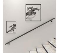 Black Staircases Railing Round Pipe,Metal Wrought lron Stairs Banister Handrail for Indoor and Outdoor Grab Rail,Renmlion Wall Mounted Hand Railing for Home Villa Loft(11ft/330cm)