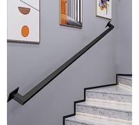 Black Stairs Banister Handrail, 1/1.5/2/3m Indoor Outdoor Staircase Handrail Villa Loft Safety Stairway Railings Wall Mounted Corridor Support Rod, Non-Slip (Size : 5ft/150cm)