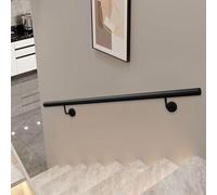Black Stairs Handrail for Indoor Outdoor, 3ft/5ft/8ft/10ft/15ft Long Metal Galvanized Round Pipe Staircase Railing Wrought Iron Safety Hand Rails for Home Bathroom Corridor(9.2ft/280cm)