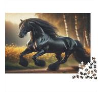 Black Stallion Galloping 1000 Piece S Sturdy Cardboard Classic Jigsaw Puzzle for Adults Kids Hard Challenging Game Decompression Wall Decoration 70x50cm/1000pcs