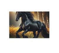 Black Stallion Galloping,U.K.,Jigsaw Puzzle 1500 Pieces Wooden Jigsaw Puzzle Adult Children's Educational Toy Family Stress Relief Game,57x87cm
