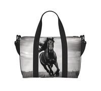 Black Stallion Hand-held messenger travel bag, suitable for work, travel, fitness, tourism, women's casual handbag with zipper,