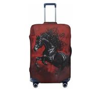 Black Stallion On Red Canvas Travel Luggage Covers - Elasticity Suitcase Covers Protector for Luggage 18-32 Inch