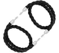 Black Stanchion Post Rope, 4ft VIP Event Barrier with Hook, Heavy-Duty Hemp Cord for Auto Shows, Hotel Entrances, Crowd Control, Stylish &