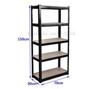 (Black, Standard 70*30*150CM) Heavy Duty Garage Shed 5 Tier Racking Storage Shelving Units Boltless Shelves